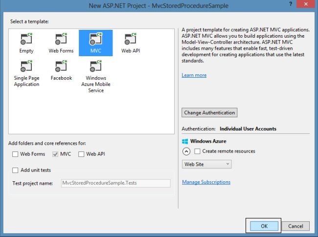 MVC Project Template in VS 2013